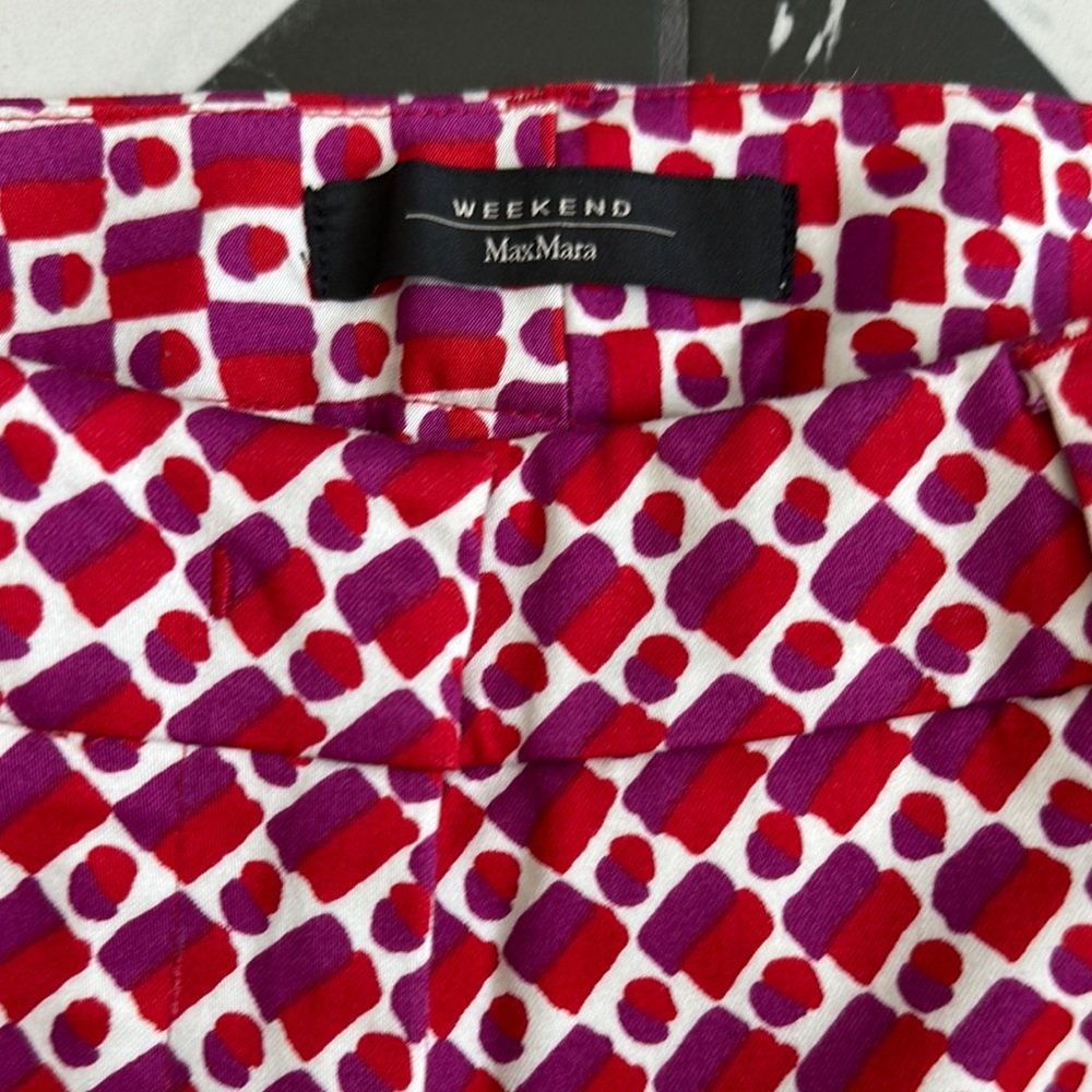 Weekend Max Mara Red and White Geometric Pants Size 36 US 2